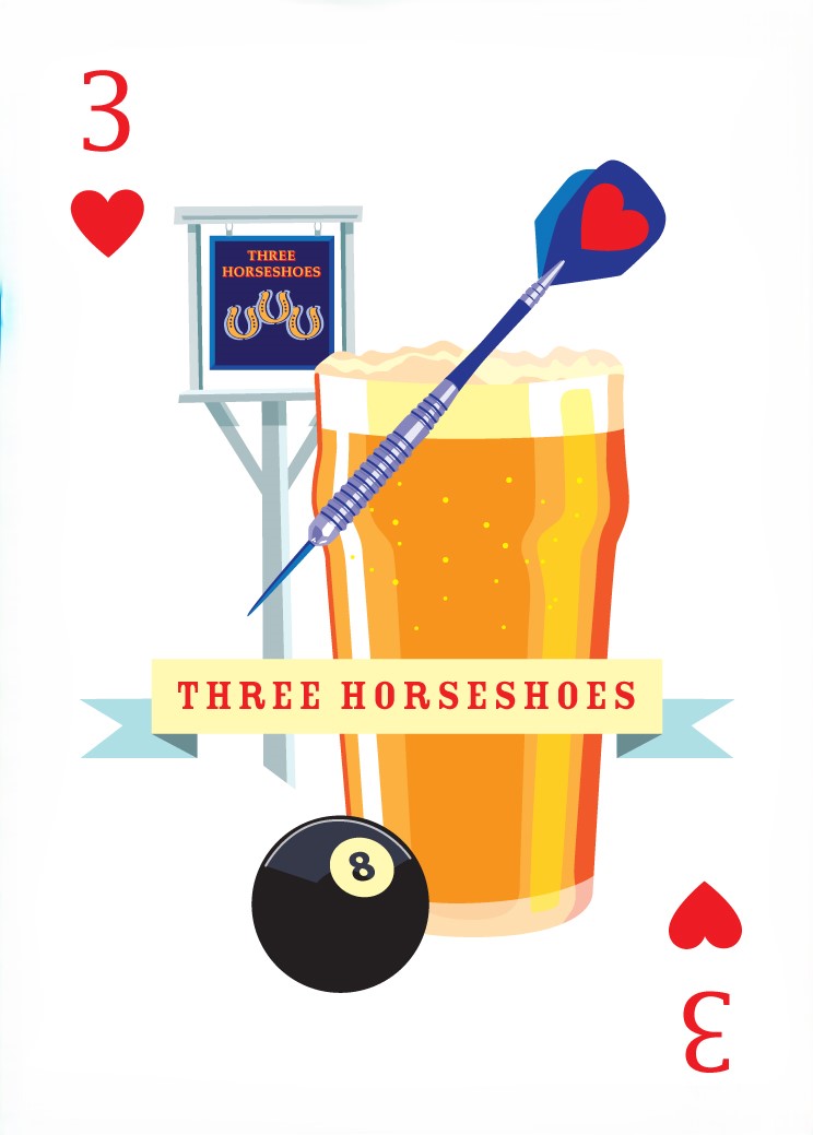 Three Horseshoes Mounted Super-sized Print